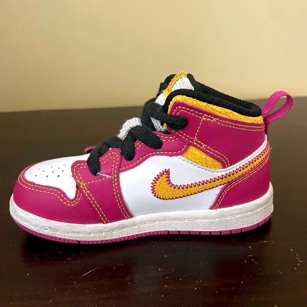 Jordan 1 Mid Dia‎ de los Muertos Familia Fuchsia Gold DC0501-100 Toddler Size 8C